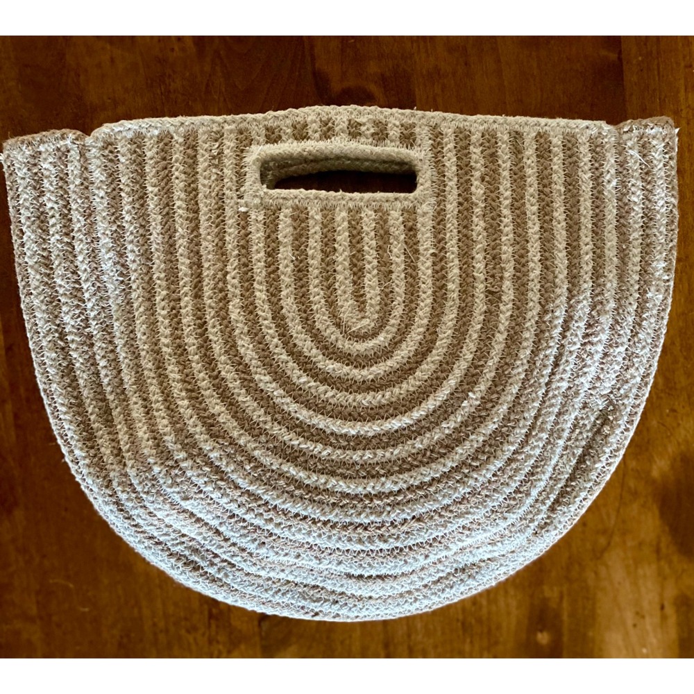 Carly Jean Los Angeles Woven Tote Bag Tan Cream Striped Boho Handbag